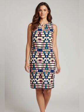 fynn & rose geo print sleeveless shift dress